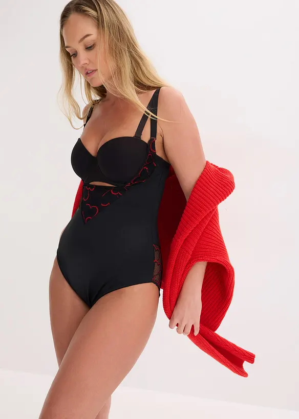 Body con pizzo e effetto modellante leggero, bonprix