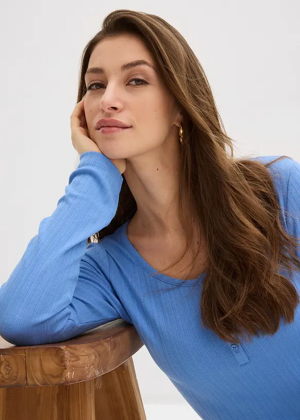 Maglia a maniche lunghe con bottoni, bonprix