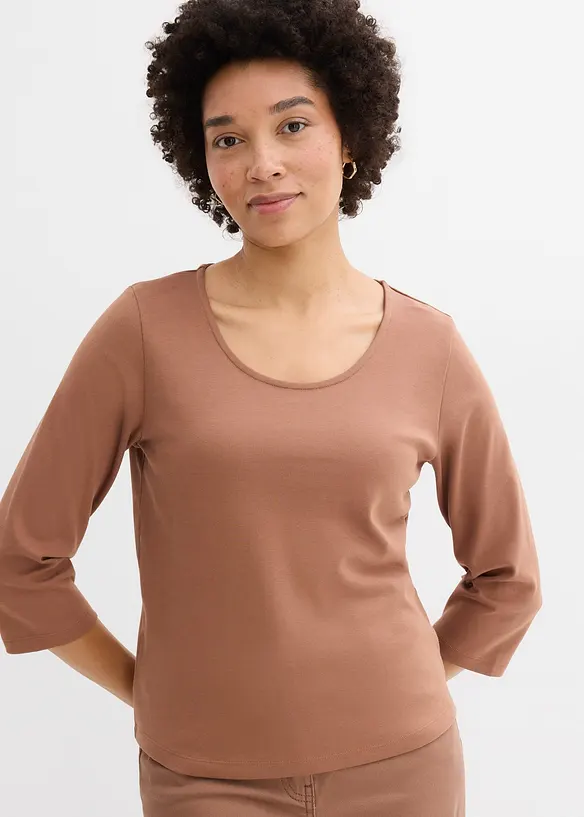 Maglia con maniche a 3/4 in jersey pesante di puro cotone biologico, bonprix