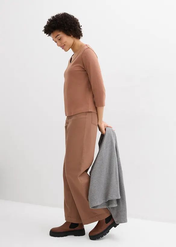 Maglia con maniche a 3/4 in jersey pesante di puro cotone biologico, bonprix