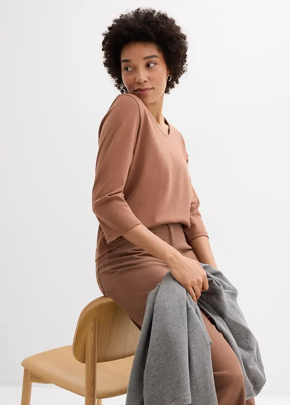 Maglia con maniche a 3/4 in jersey pesante di puro cotone biologico, bonprix