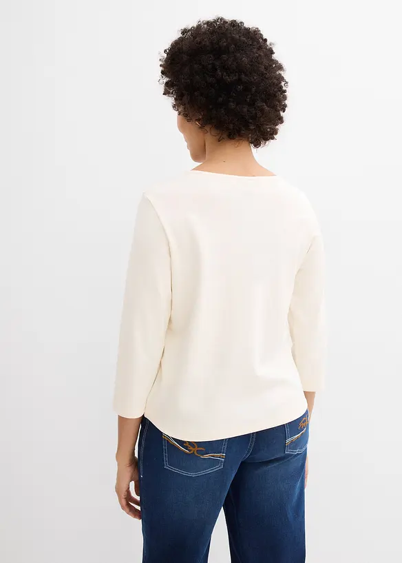 Maglia con maniche a 3/4 in jersey pesante di puro cotone biologico, bonprix