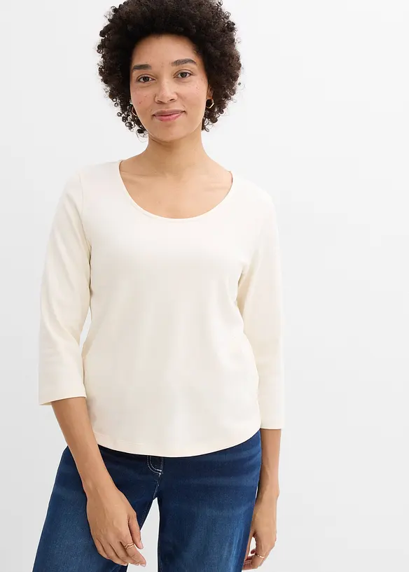 Maglia con maniche a 3/4 in jersey pesante di puro cotone biologico, bonprix
