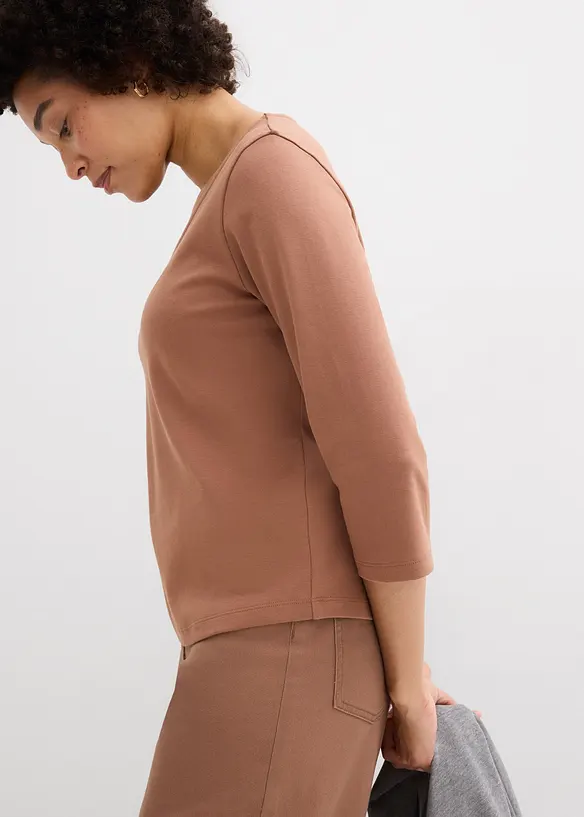 Maglia con maniche a 3/4 in jersey pesante di puro cotone biologico, bonprix