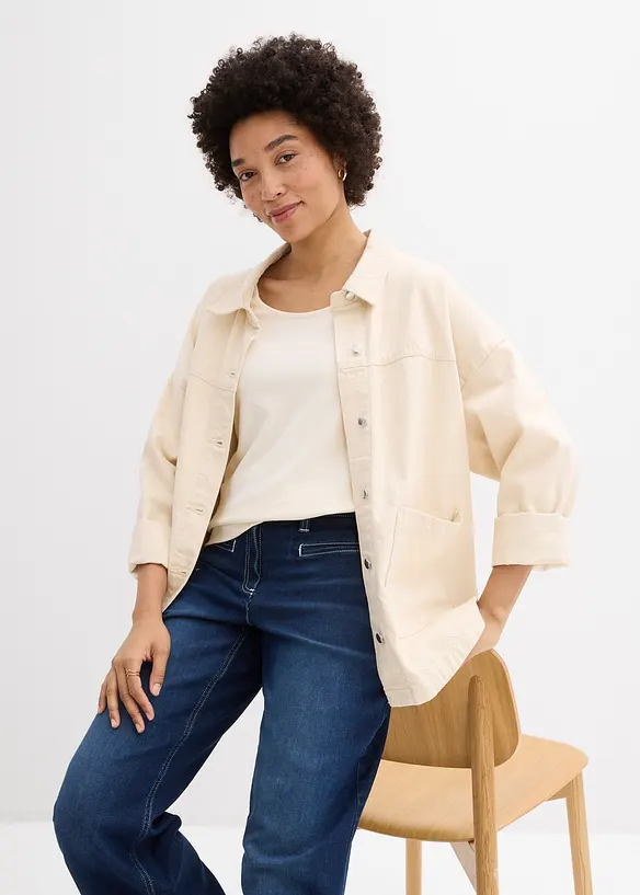 Maglia con maniche a 3/4 in jersey pesante di puro cotone biologico, bonprix