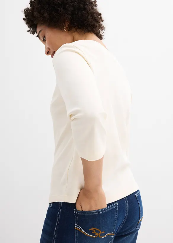 Maglia con maniche a 3/4 in jersey pesante di puro cotone biologico, bonprix