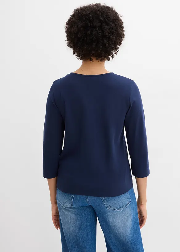 Maglia con maniche a 3/4 in jersey pesante di puro cotone biologico, bonprix