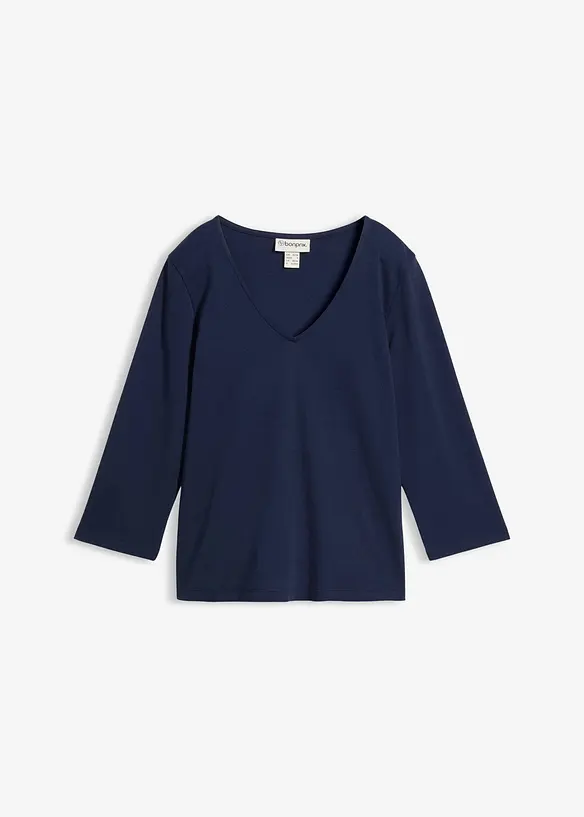 Maglia con maniche a 3/4 in jersey pesante di puro cotone biologico, bonprix