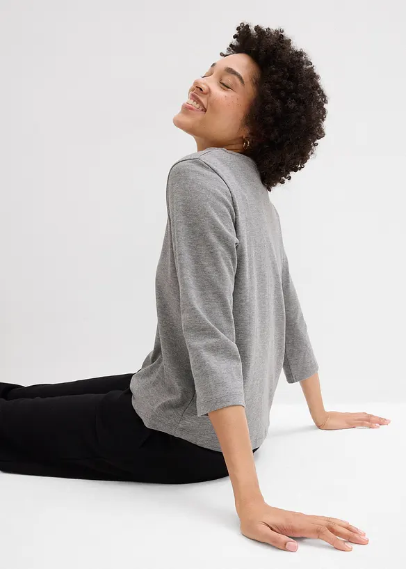 Maglia con maniche a 3/4 in jersey pesante di puro cotone biologico, bonprix