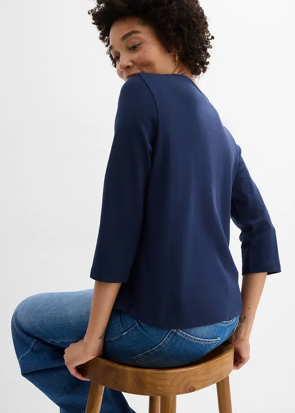 Maglia con maniche a 3/4 in jersey pesante di puro cotone biologico, bonprix