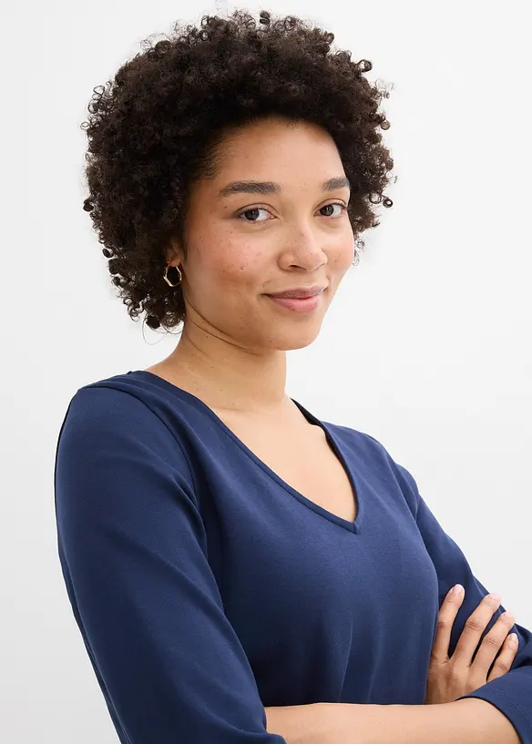 Maglia con maniche a 3/4 in jersey pesante di puro cotone biologico, bonprix