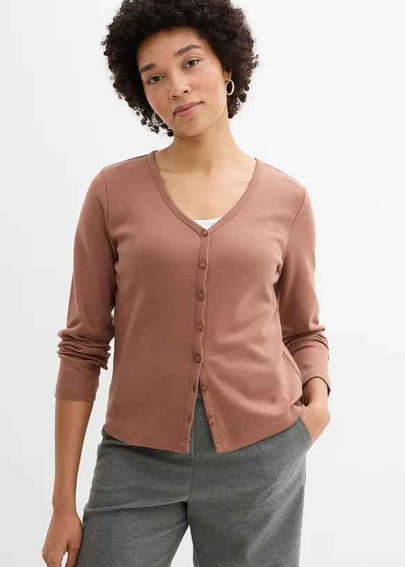 Cardigan in jersey pesante di puro cotone biologico, bonprix