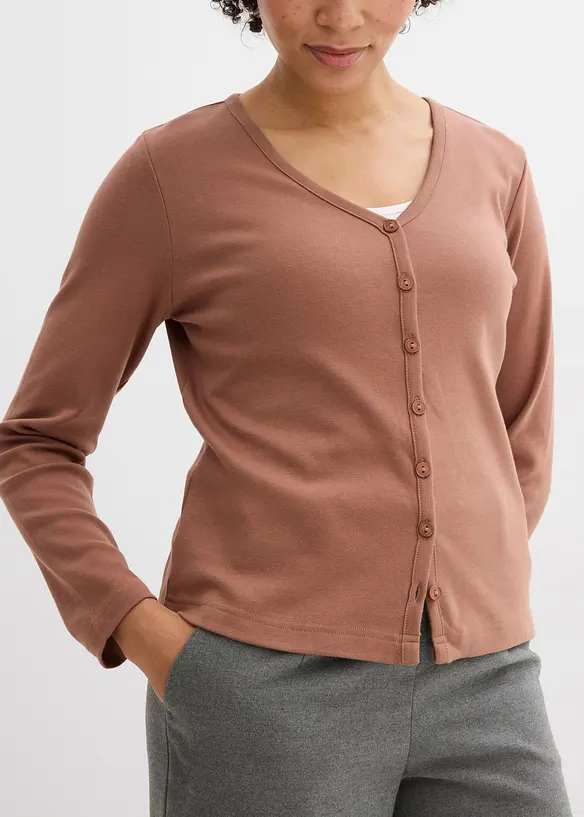 Cardigan in jersey pesante di puro cotone biologico, bonprix