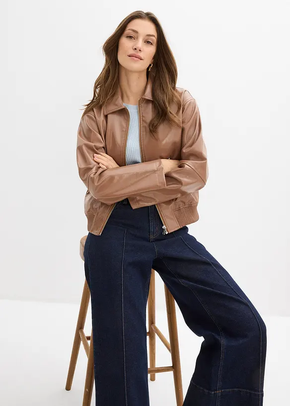 Giacca in similpelle cropped, bonprix