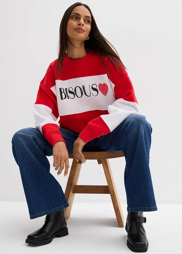 Felpa oversize in misto cotone morbido, bonprix