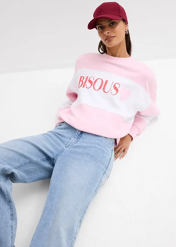 Felpa oversize in misto cotone morbido, bonprix