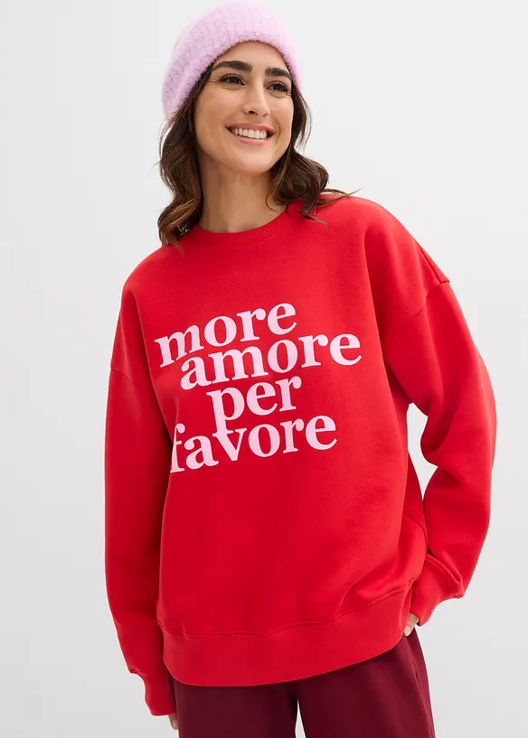 Felpa oversize in misto cotone, bonprix
