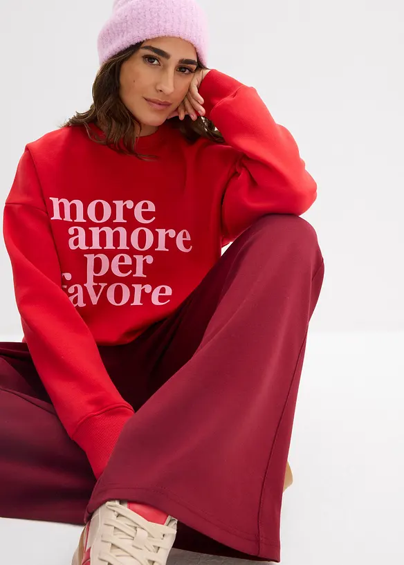 Felpa oversize in misto cotone, bonprix