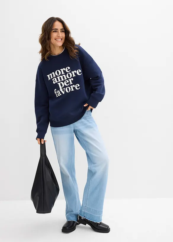 Felpa oversize in misto cotone, bonprix