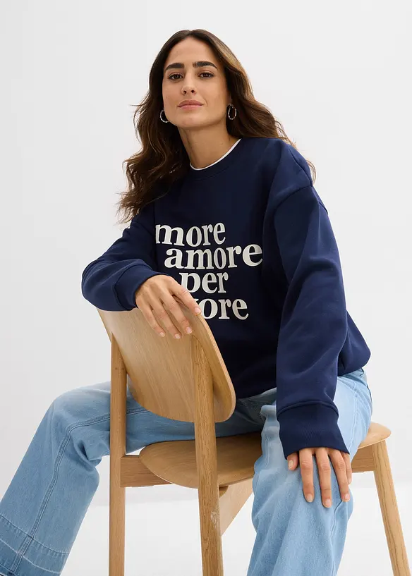 Felpa oversize in misto cotone, bonprix