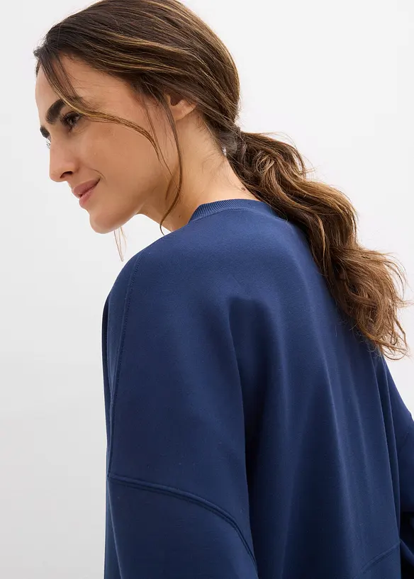 Felpa con zip oversize in tessuto effetto neoprene, bonprix