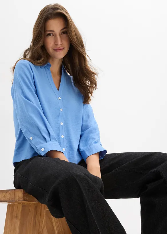 Blusa squadrata in misto viscosa, bonprix