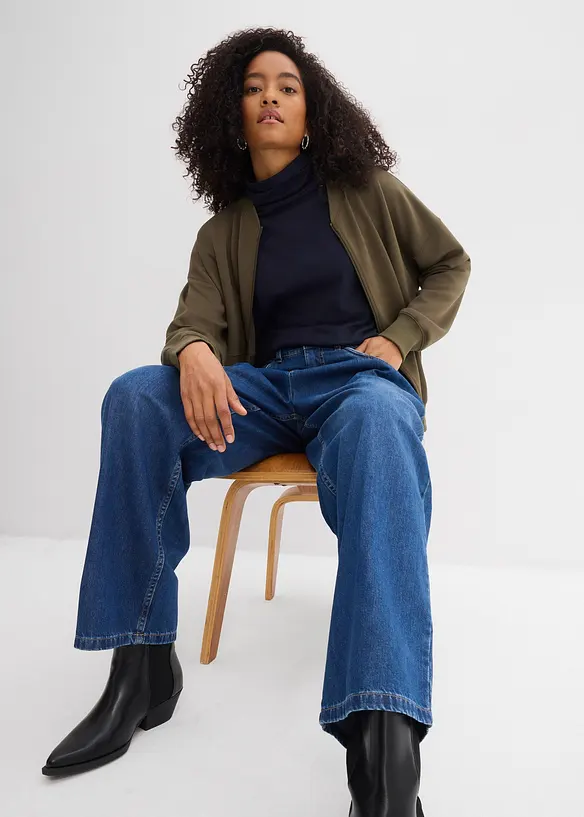 Jeans wide leg, vita alta, bonprix