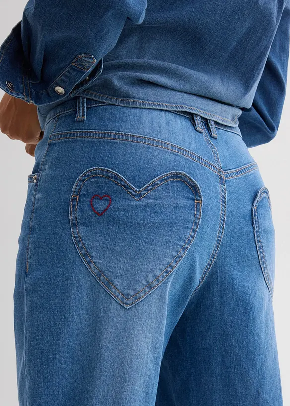 Jeans barrel, vita alta, bonprix