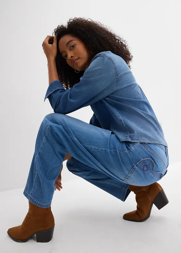 Jeans barrel, vita alta, bonprix