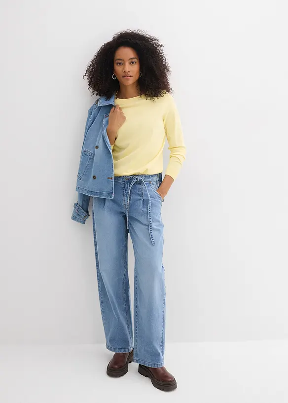 Jeans barrel, vita media, bonprix