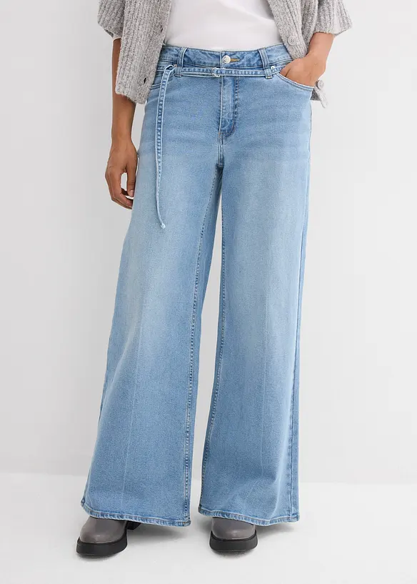 Jeans wide leg, vita media, bonprix