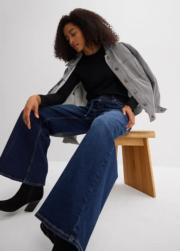 Jeans wide leg, vita media, bonprix