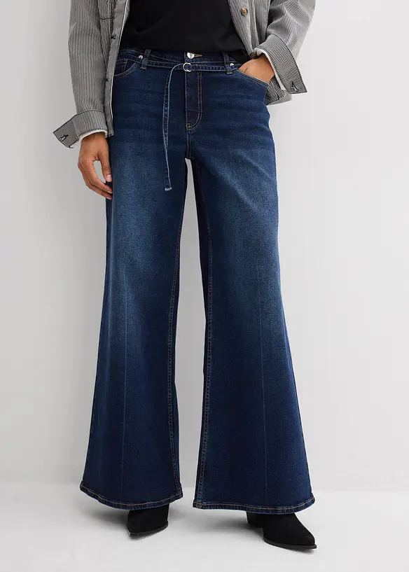 Jeans wide leg, vita media, bonprix