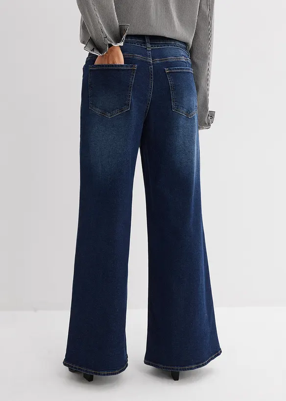 Jeans wide leg, vita media, bonprix