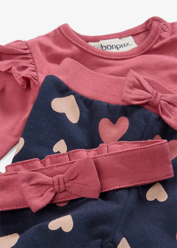 Body neonato, pantaloni, fascia (set 3 pezzi), bonprix