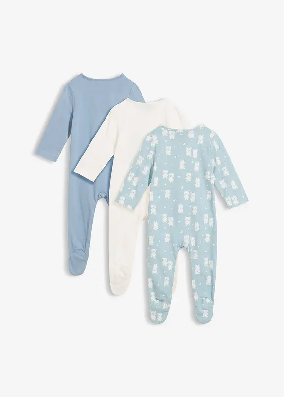 Tutina da neonato con piedini in puro cotone biologico (pacco da 3), bonprix