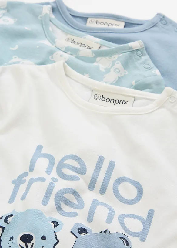 Tutina da neonato con piedini in puro cotone biologico (pacco da 3), bonprix