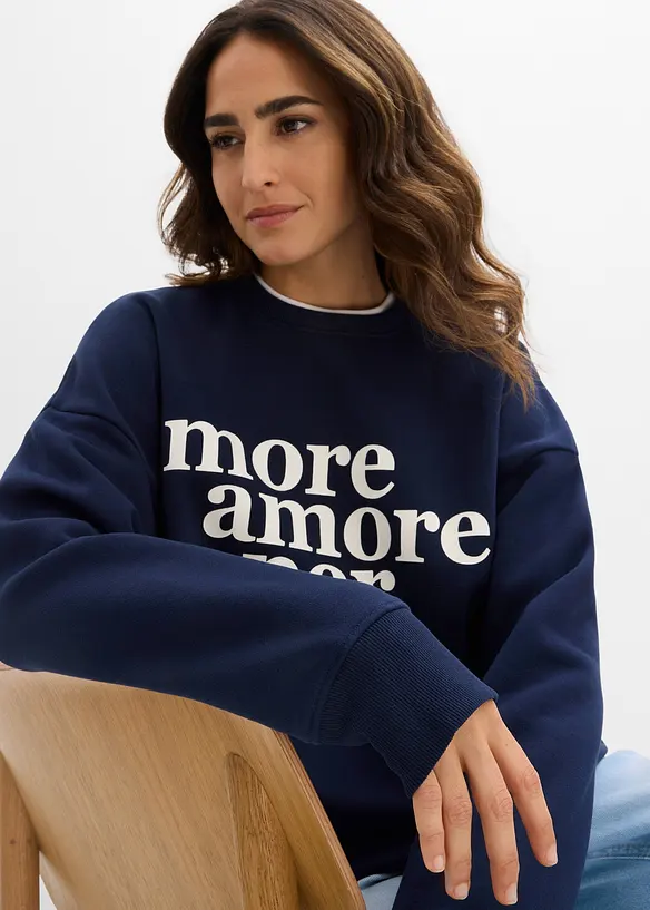 Felpa oversize in misto cotone, bonprix