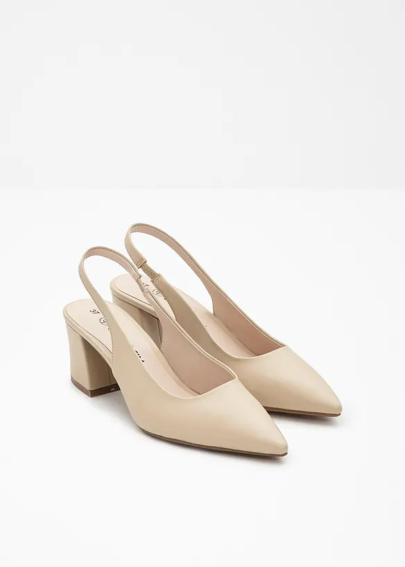 D&eacute;collet&eacute; slingback con tacco a blocco, bonprix
