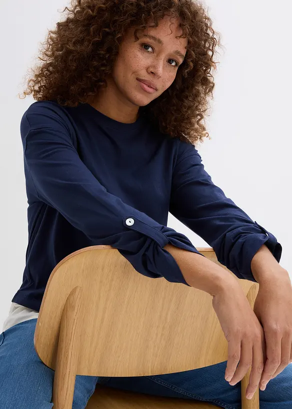 Maglia con inserto effetto camicia, bonprix