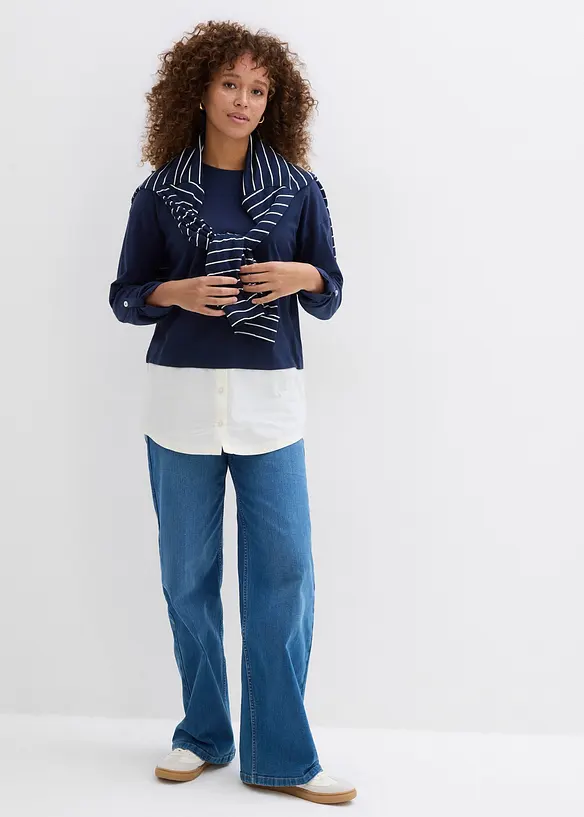 Maglia con inserto effetto camicia, bonprix