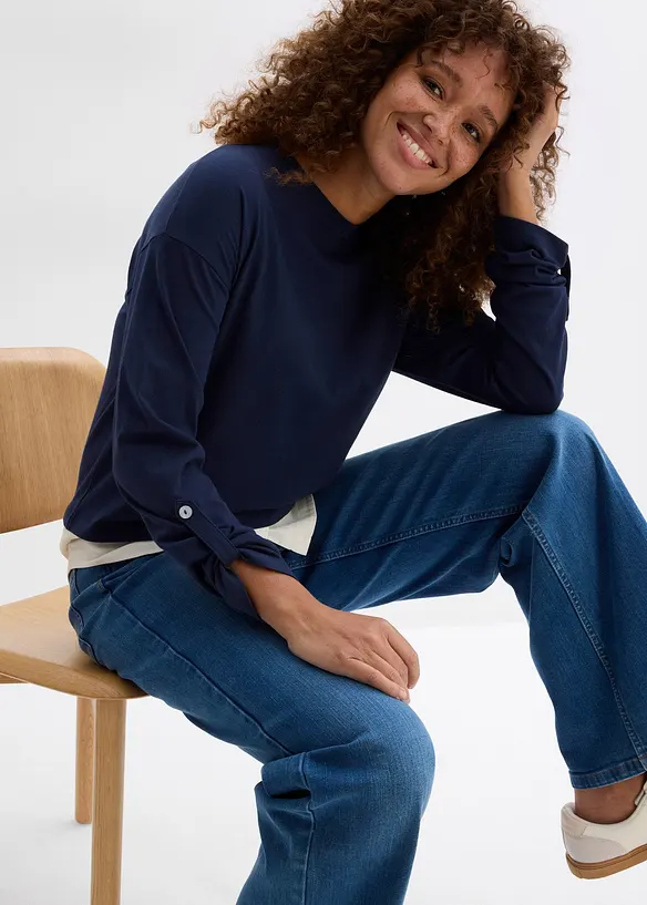 Maglia con inserto effetto camicia, bonprix