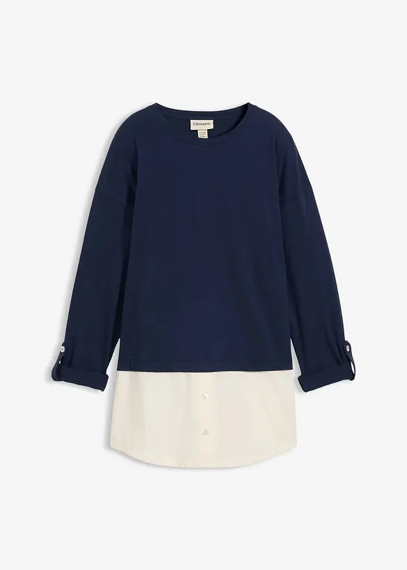 Maglia con inserto effetto camicia, bonprix