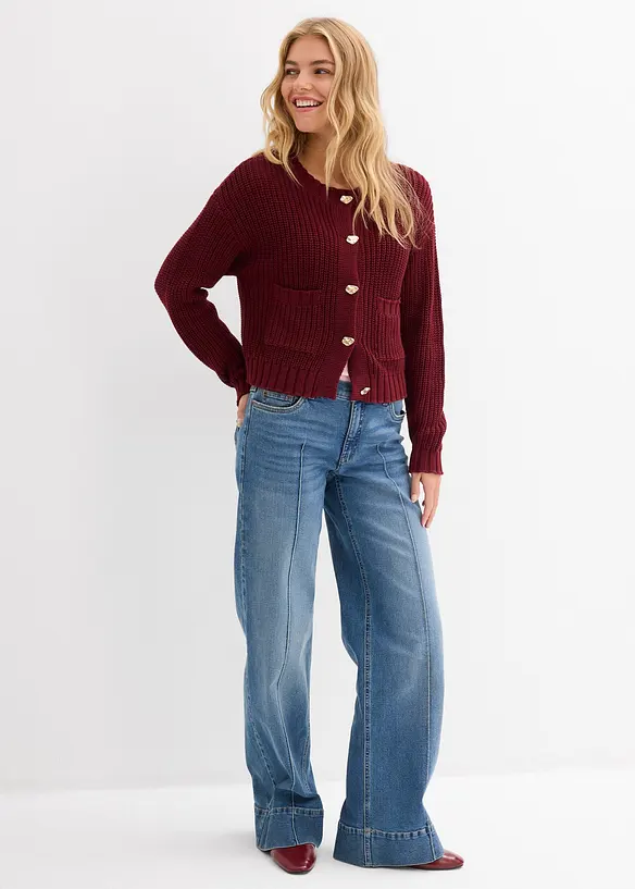 Cardigan a maglia grossa con bottoni martellati, bonprix