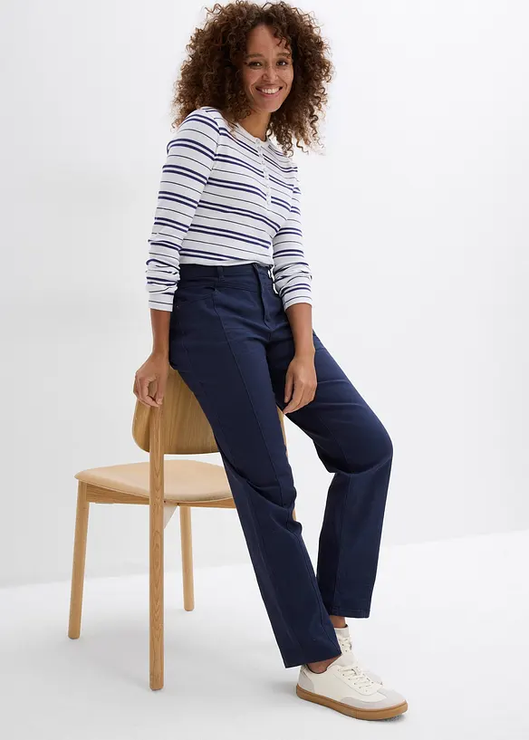 Pantaloni in twill di misto cotone ed elastan, bonprix