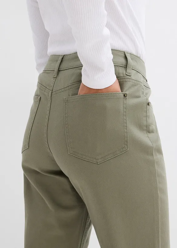Pantaloni in twill di misto cotone ed elastan, bonprix