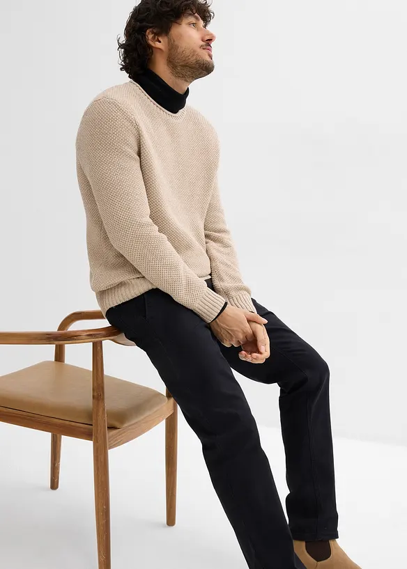 Pantaloni chino elasticizzati con vita comoda e cintura regular fit, straight, bonprix