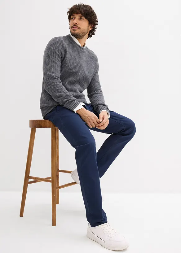 Pantaloni chino elasticizzati con vita elastica e cintura regular fit, straight, bonprix