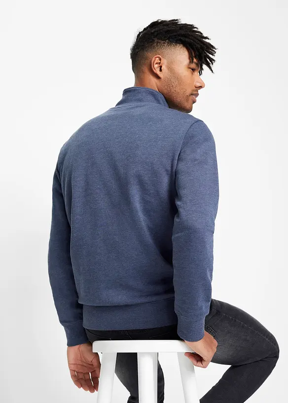 Felpa con zip con collo dritto e dettagli in similpelle, bonprix