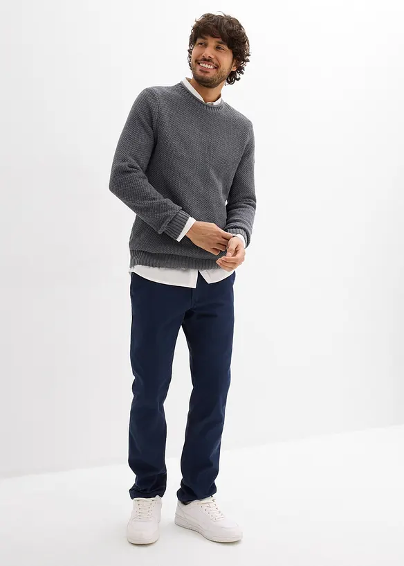 Pantaloni chino elasticizzati con vita elastica e cintura regular fit, straight, bonprix